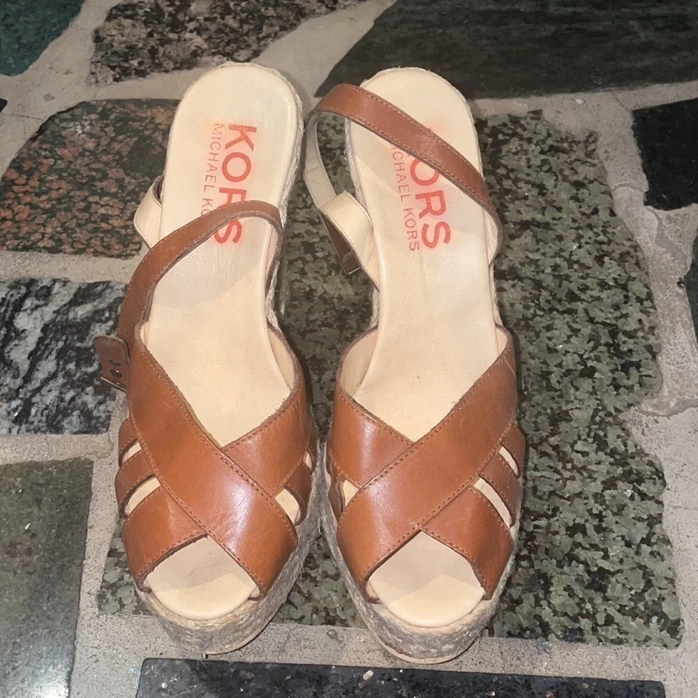 Michael Kors- Women's Suzette Espadrille Wedge Heel Sandals size 8 1/2